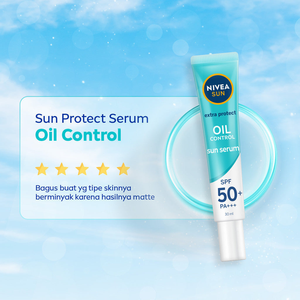 (PAKET HEMAT ISI 2) NIVEA SUN Sunscreen Face Serum Extra Protect Oil Control SPF50+ PA+++ 30ml - Sunscreen wajah serum sunblock tidak berminyak SPF UV lightweight gel tekstur ringan cepat meresap tidak lengket no whitecast - L-Carnitine