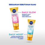 (PAKET HEMAT ISI 2) NIVEA SUN Sunscreen Body Serum Daily Glow Essence Serum SPF50+ PA+++ 180ml - Sunscreen badan sunblock melembapkan lembab SPF UV lightweight tekstur ringan cepat meresap tidak lengket no whitecast blue light polusi - 96% Vitamin E