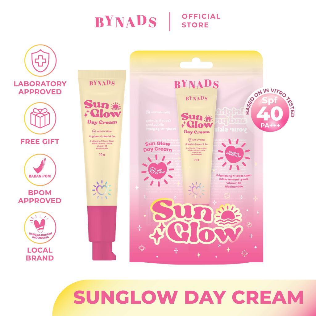 [OFFICIAL] Bynads Sun Glow Day Cream with SPF UV Filter Tone Up Cream Brighten Protect and Go Cream Siang Wajah 30g By Bynads