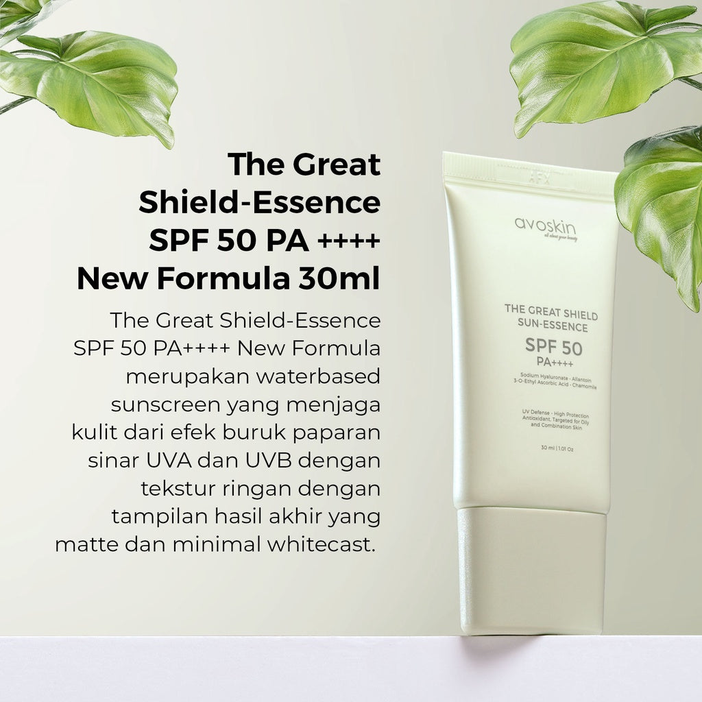 Sunscreen Avoskin The Great Shield SPF 50 PA++++ 30ml-Kulit Berminyak Finish Matte