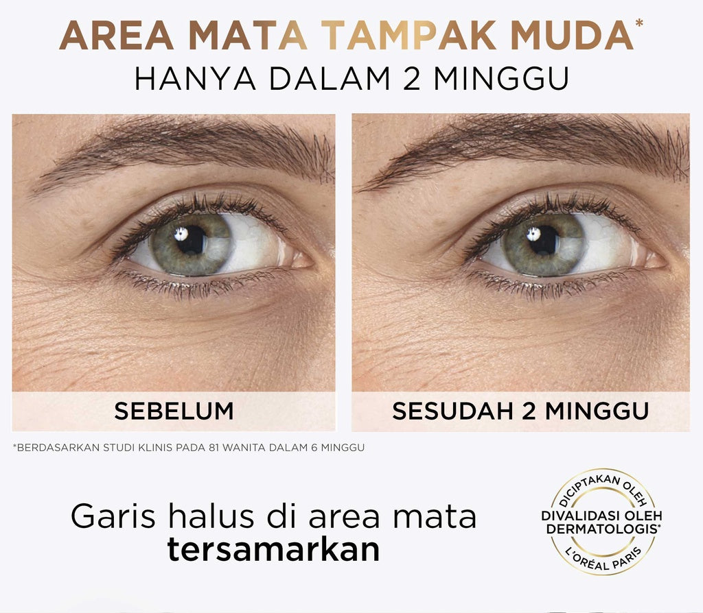 BARU! L'Oreal Paris Triple Roller 2.5% Hyaluron + Caffein Eye Serum Skincare - 20ml (Eye Serum dengan Instant Cooling Effect untuk menyamarkan garis halus dalam 2 minggu)