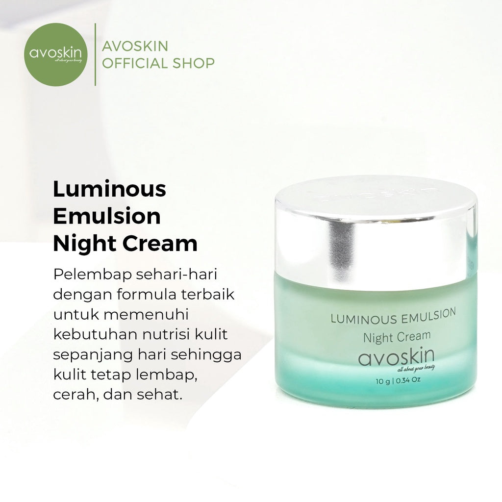 Cream Malam Avoskin Luminous Emulsion Night Cream 10gr-Mencerahkan