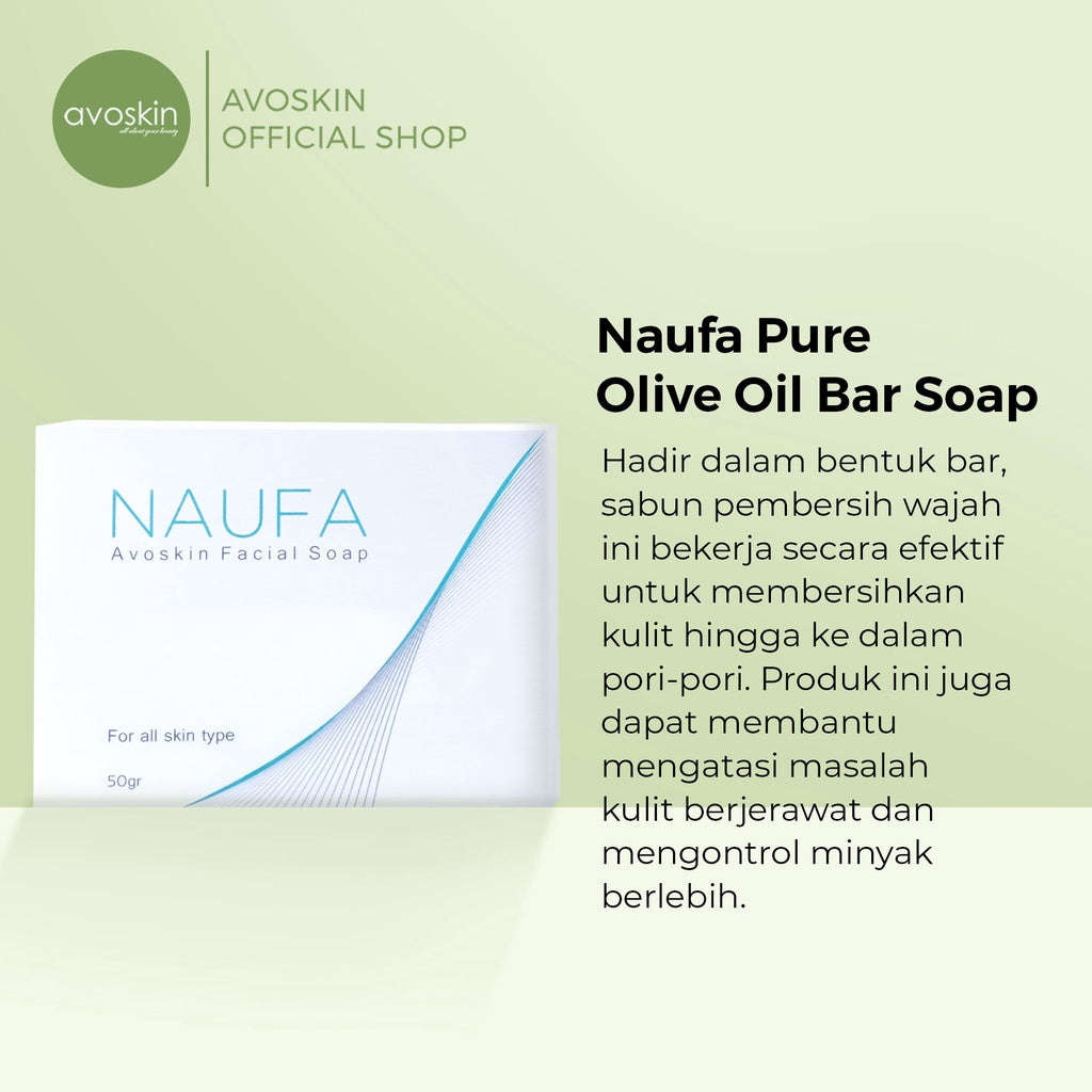 Bar Soap Avoskin Naufa Pure Olive Oil 50gr-Sabun Kulit Berminyak