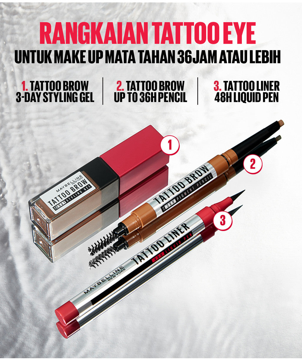 MAYBELLINE OFFICIAL Tattoo Liner 48H Liquid Pen Eyeliner Waterproof Make up Line Tattoo High Impact Tahan Lama 48 Jam Hitam Superstay Matte Vinyl Ink