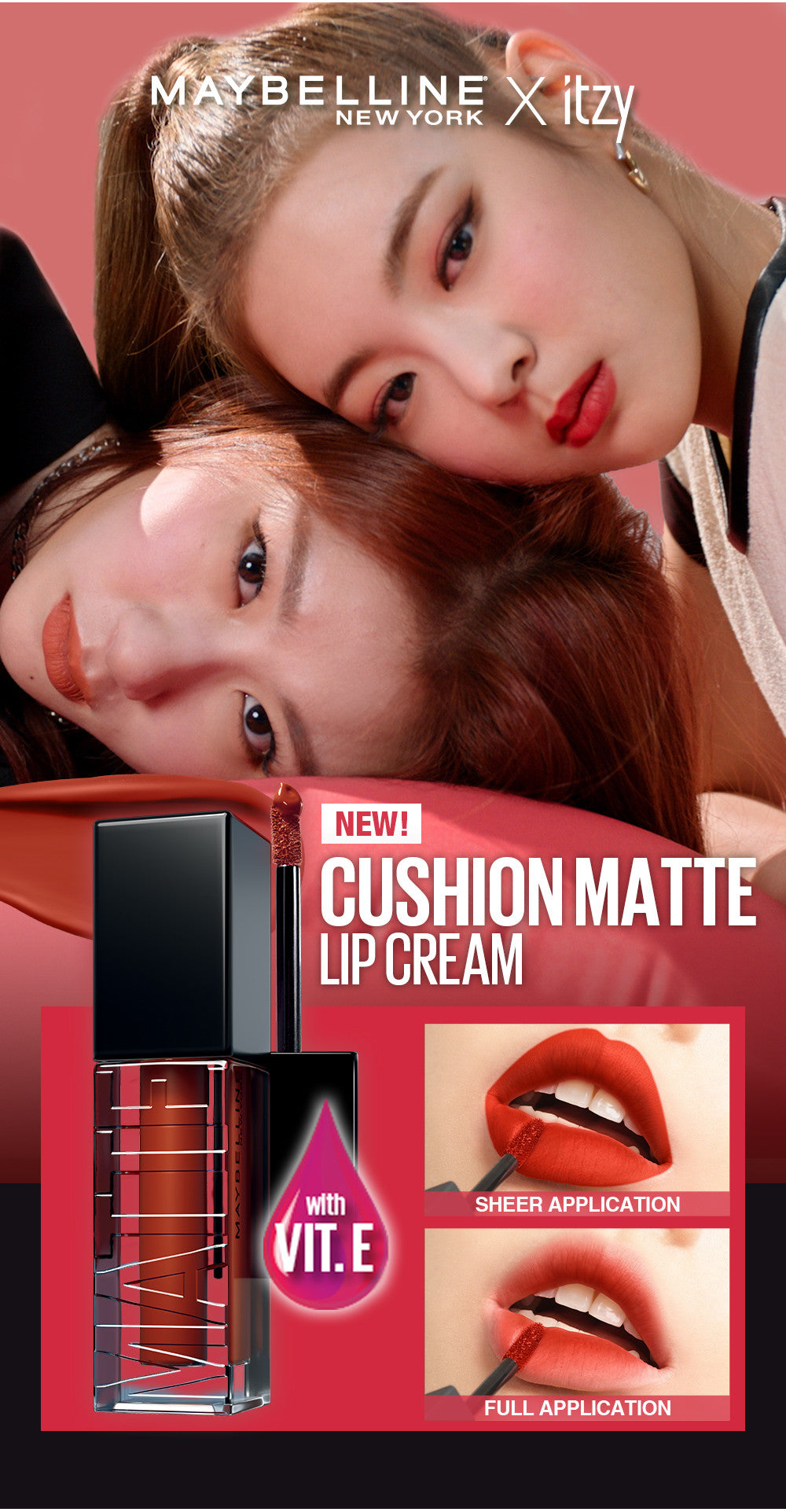 MAYBELLINE OFFICIAL Sensational Cushion Matte Liquid Lipstick Make Up - 48gr (Lipstick Cair Dengan Vitamin E Yang Melembabkan Bibir)