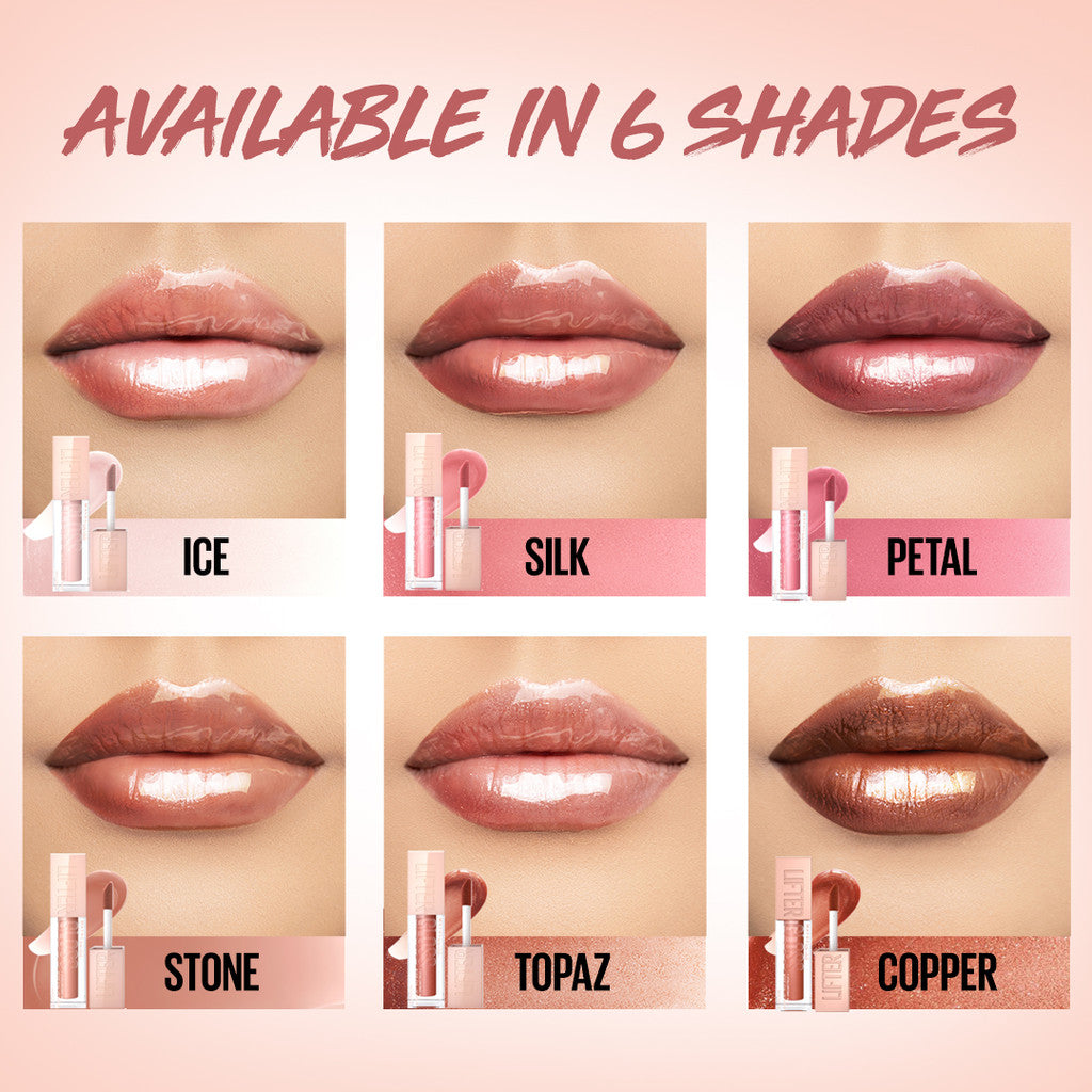 MAYBELLINE OFFICIAL Lifter Gloss Plump Make Up - 5.4ml Lip Gloss Hydrating Hyaluronic Acid