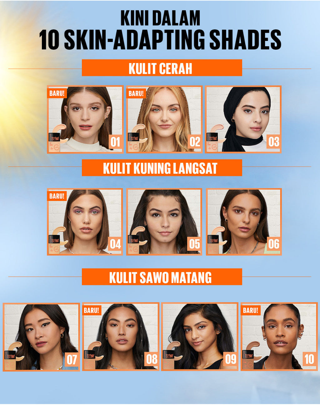 MAYBELLINE OFFICIAL Fit Me Fresh Tint 3 IN 1 30ml Skin Tint Foundation Tinted Sunscreen SPF 50 PA+++ Vitamin C Serum Face Makeup Natural Cushion Foundation Bedak Padat Concealer BB Cream Foundation Waterproof Skin Tint Fondation Sunblock