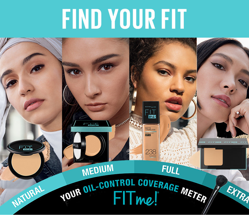 MAYBELLINE OFFICIAL Fit Me 24HR Oil Control Powder Foundation 5 gr Make up Bedak Two Way Cake TWC SPF 44 Blur & Cover Cushion Foundation Bedak Padat Concealer BB Cream Foundation Waterproof Skin Tint Fondation