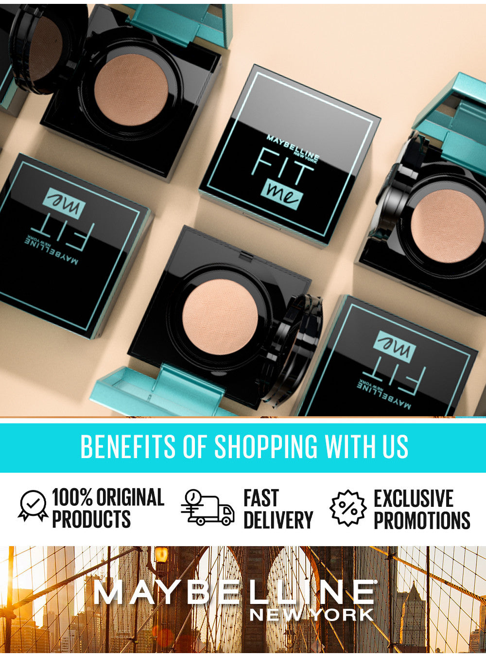 MAYBELLINE OFFICIAL Fit Me Matte+Poreless Cushion Foundation 14gr - Makeup Ringan Full Coverage Oil Control tahan hingga 20HR