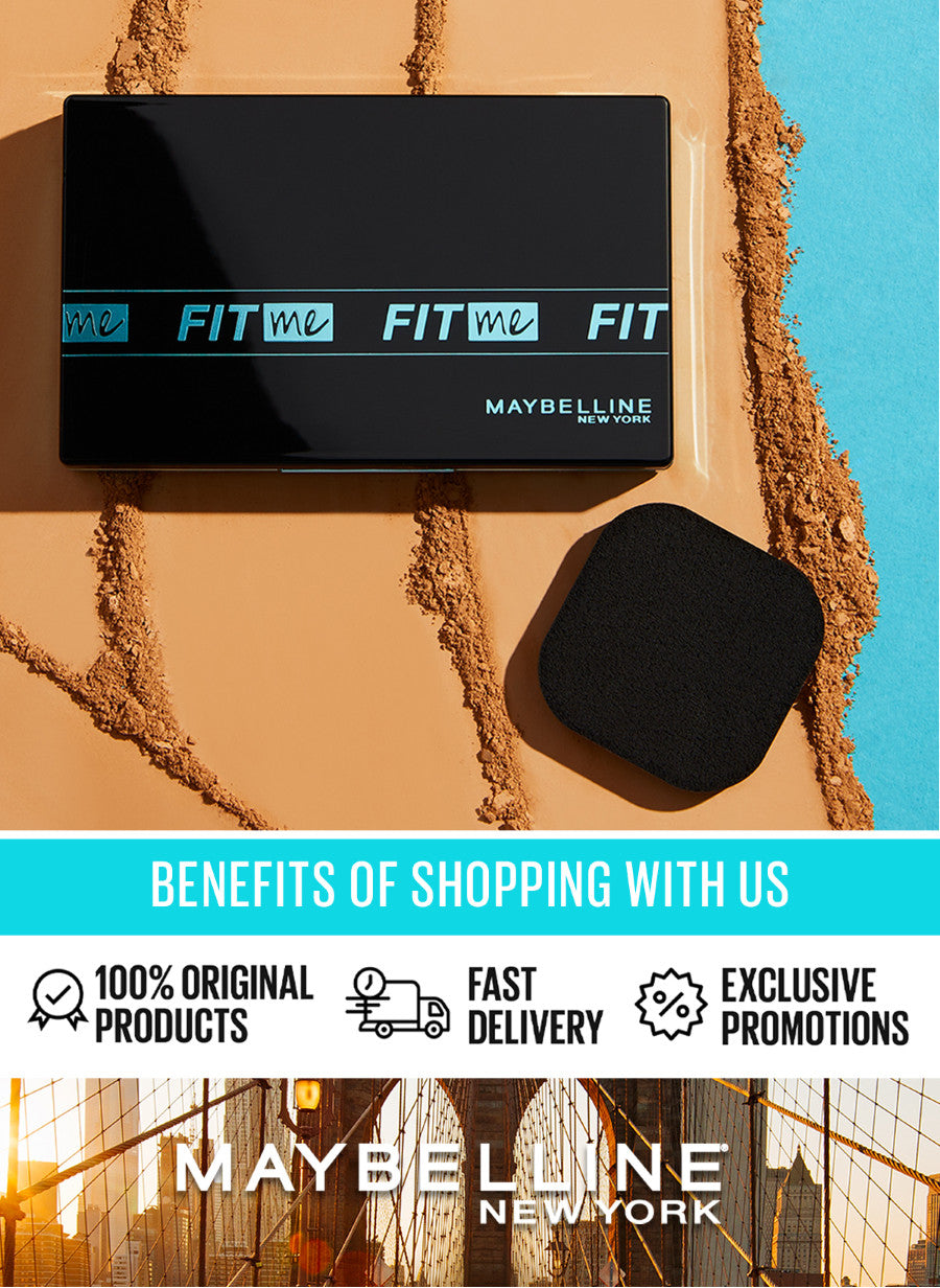 MAYBELLINE OFFICIAL Fit Me 24HR Oil Control Powder Foundation 5 gr Make up Bedak Two Way Cake TWC SPF 44 Blur & Cover Cushion Foundation Bedak Padat Concealer BB Cream Foundation Waterproof Skin Tint Fondation