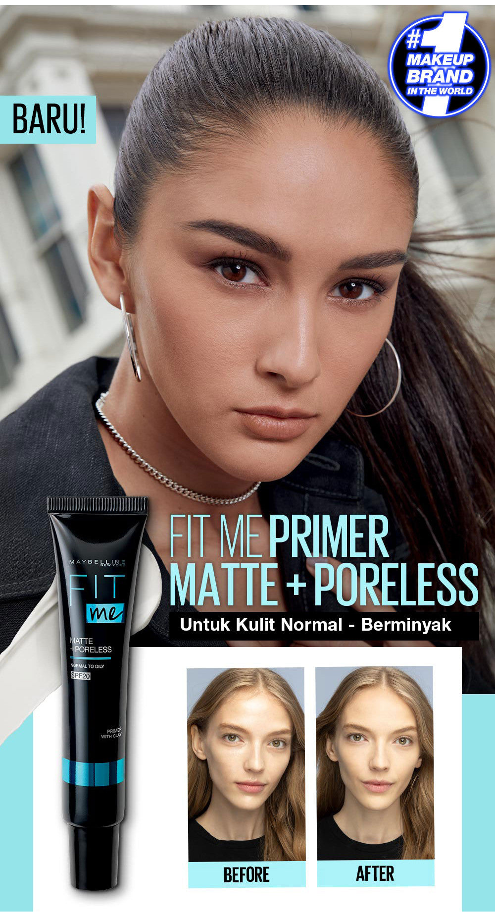 MAYBELLINE OFFICIAL Fit Me Matte + Poreless Primer Make Up - 30ml (Primer Wajah Untuk Hasil Matte Hingga 16 Jam)