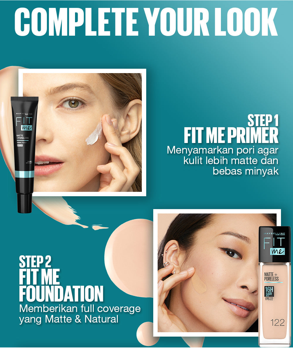 MAYBELLINE OFFICIAL Fit Me Matte + Poreless Liquid Foundation Make Up 30ml SPF 22 Makeup Ringan High Cover 16 Jam Oil Control Cushion Foundation Bedak Padat Cushion Foundation Bedak Padat Concealer BB Cream Foundation Waterproof Skin Tint Fondation