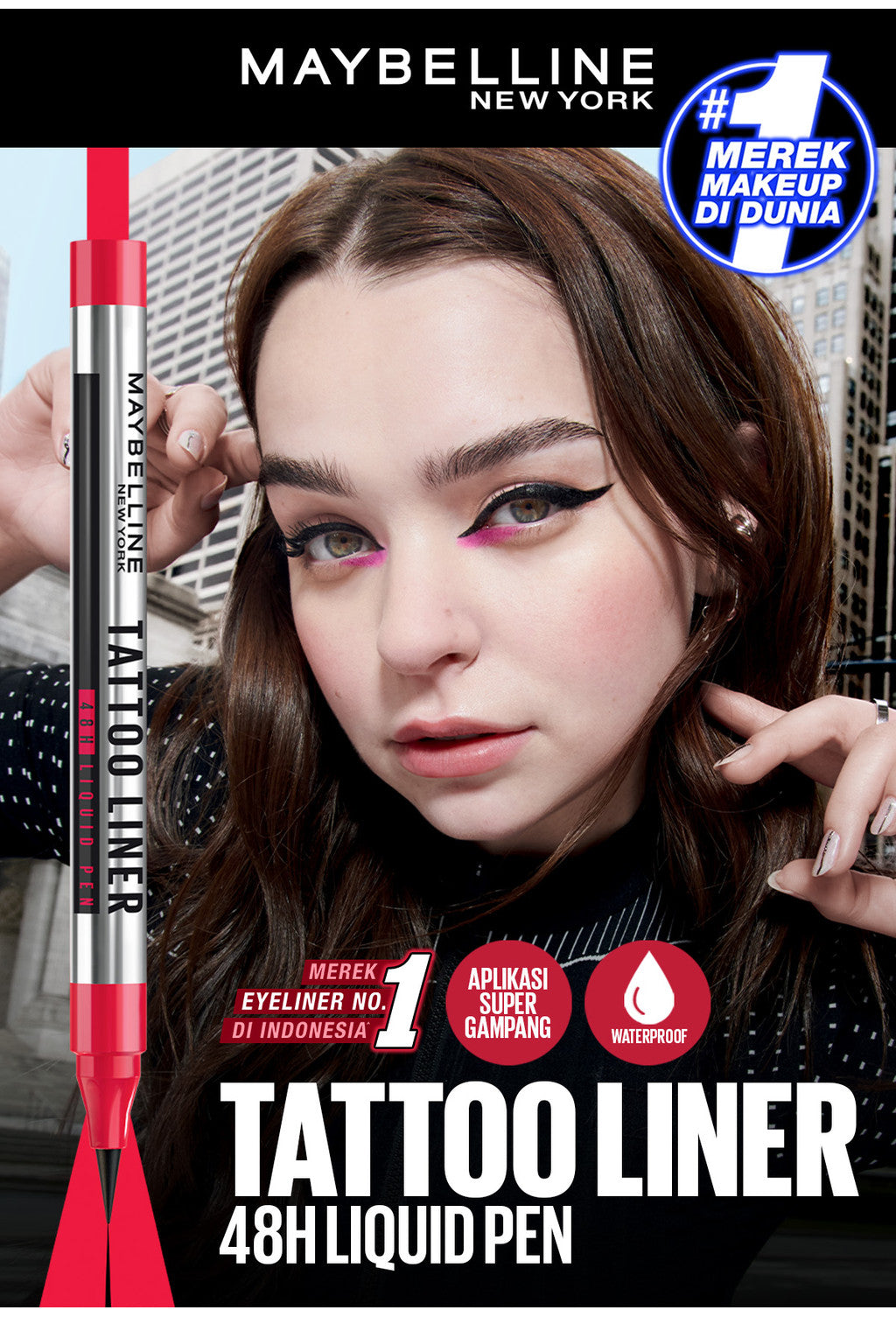 MAYBELLINE OFFICIAL Tattoo Liner 48H Liquid Pen Eyeliner Waterproof Make up Line Tattoo High Impact Tahan Lama 48 Jam Hitam Superstay Matte Vinyl Ink