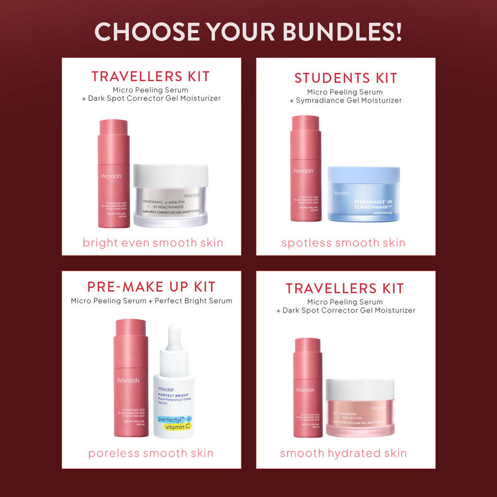 Wardah Exfo Peeling Serum 5% Glycolic Acid 3% Maltobionic Acid 2% Succinic Acid Micro - Serum Exfoliasi Wajah, Serum Membantu Mencerahkan dan Menghaluskan Wajah - Skincare