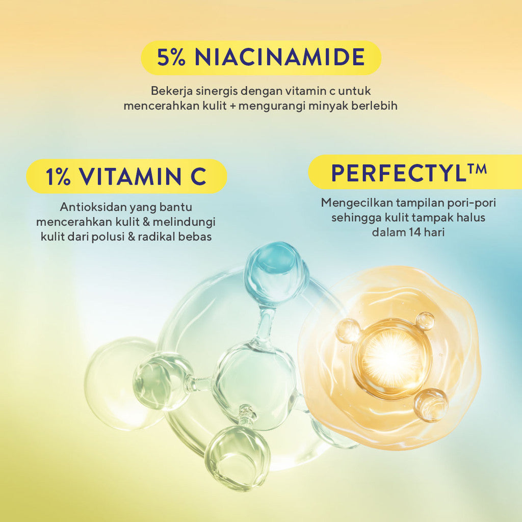 WARDAH Perfect Bright Perfectyl + Vitamin C Pore Perfecting C-Glow Serum - Micro Peeling Serum-Mencerahkan dan Menghaluskan kulit serta Mengecilkan Pori-Pori, Wajah Kusam, Berminyak, Berjerawat - Skincare