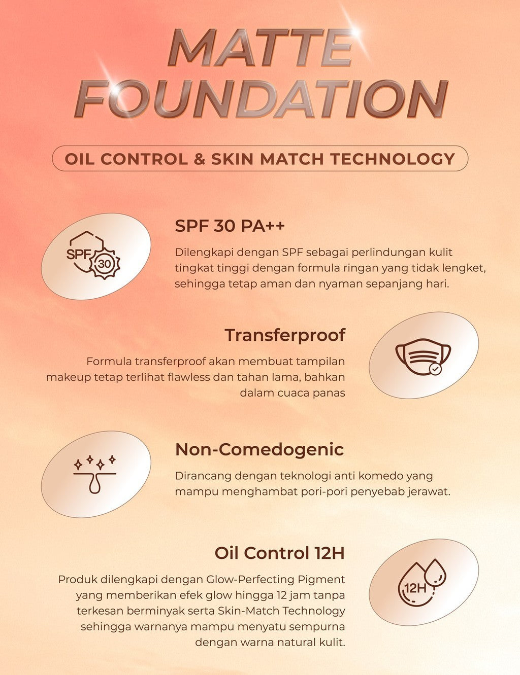 WARDAH Colorfit Matte Foundation - Liquid Foundation SPF 30PA++ dengan Oil Control & Tahan Lama Hingga 12 Jam - Makeup