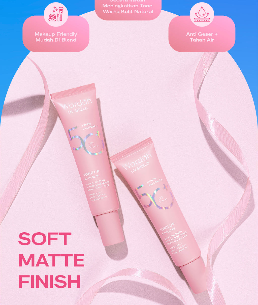 Wardah UV Shield Tinted Tone Up Sunscreen SPF 50 PA 30 ml Sunscreen Wajah Mencerahkan Wajah Samarkan Noda Hitam Tidak Lengket Cepat Meresap Makeup Primer-Skincare
