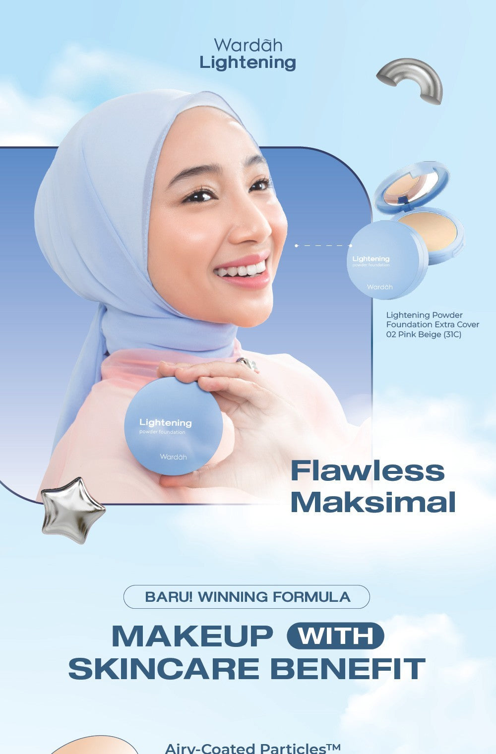 WARDAH Lightening Powder Foundation Extra Cover 10 g - All Skin - Two Way Cake - TWC Extra Cover - Bedak Padat Medium to High Coverage dengan SPF 22 PA dan Serum Niacinamide Untuk Hasil Makeup Flawless dan Cerah - Makeup - Cocok Dipakai dengan Cushion