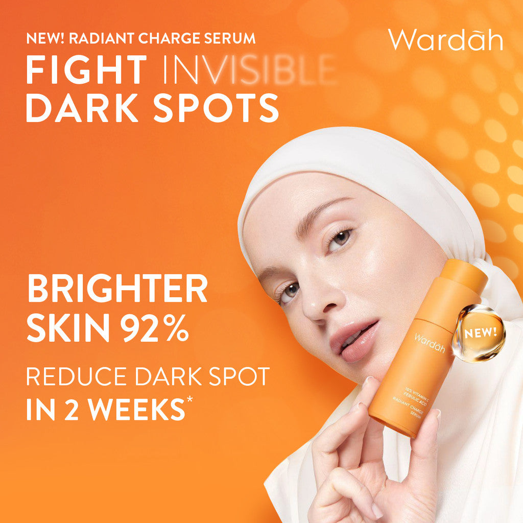 WARDAH 10% Vitamin C + Ferulic Acid Radiant Charge Serum 20 ml - Brightening Serum yang Menghilangkan dan Mencegah Noda Hitam Tak Terlihat untuk Kulit Cerah Lebih Lama - Skincare