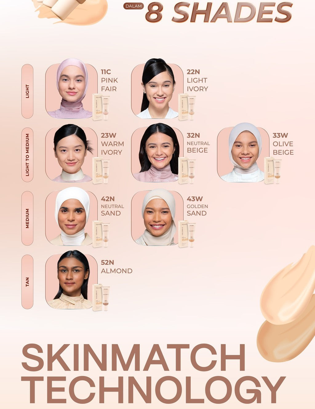 WARDAH Colorfit Matte Foundation - Liquid Foundation SPF 30PA++ dengan Oil Control & Tahan Lama Hingga 12 Jam - Makeup