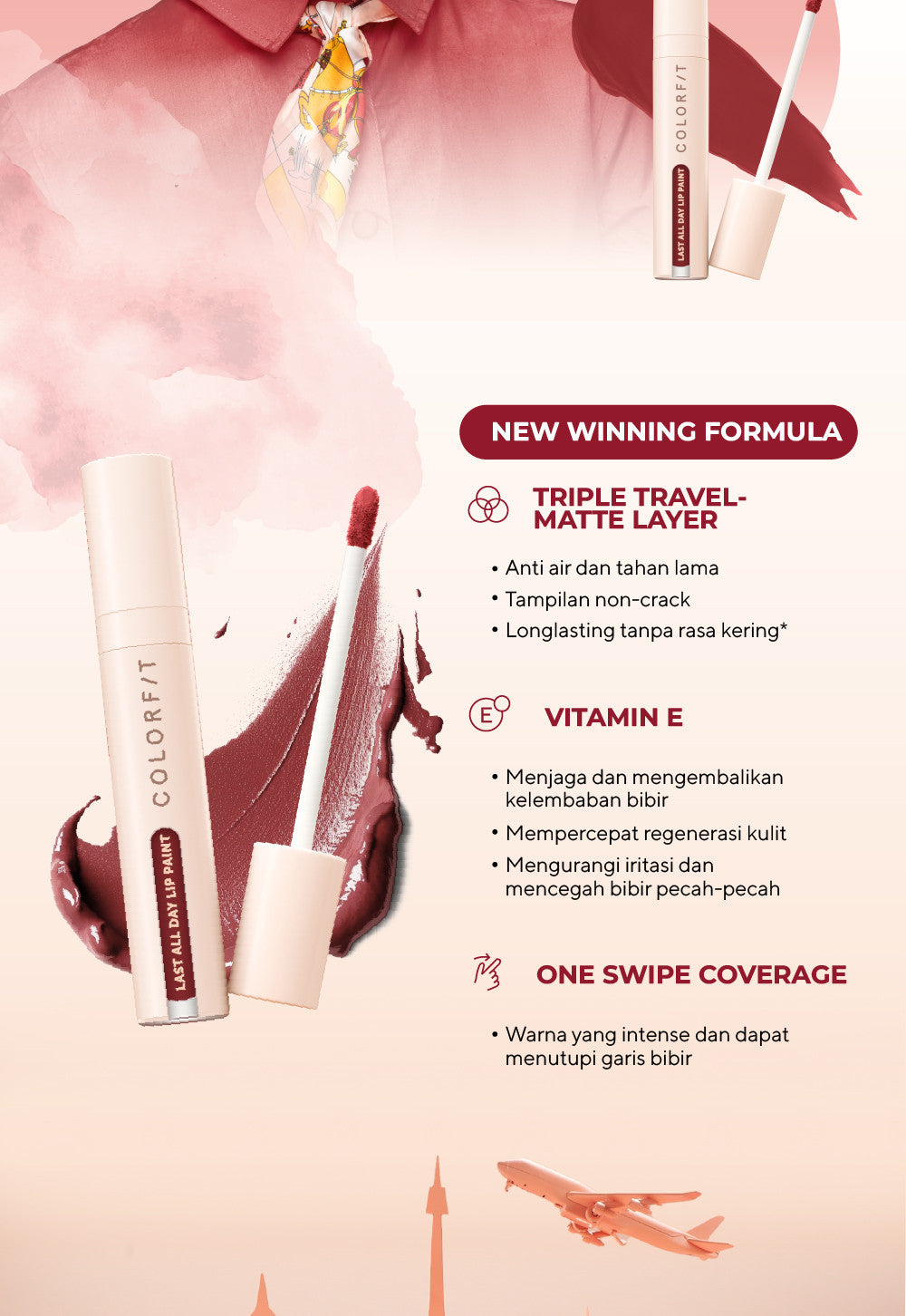 [LIPCALL] WARDAH Colorfit Lip Paint Around the World -  Lip Cream Tahan Lama Hingga 12 Jam, Transferproof, Pigmented -Liptint-Lip-Stain-Lipgloss-Lipstik-Lip Tint-Lip Matte-Lipstick-Lipcream-Lip Longlasting Waterproof Tahan Lama-Makeup-Lipbrary