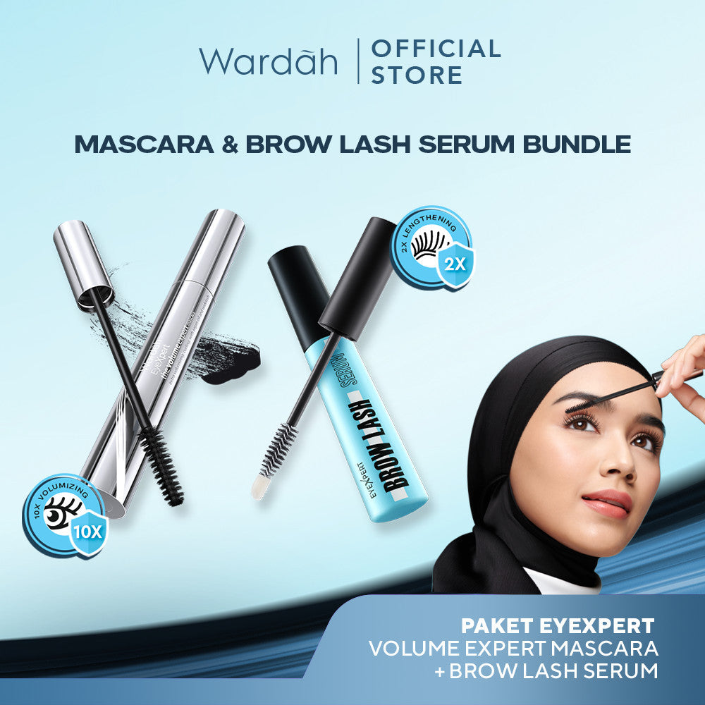 [BUNDLE] WARDAH Paket Volume Expert Mascara + Brow Lash Serum  (Serum Bulu Mata dan Alis) - Makeup