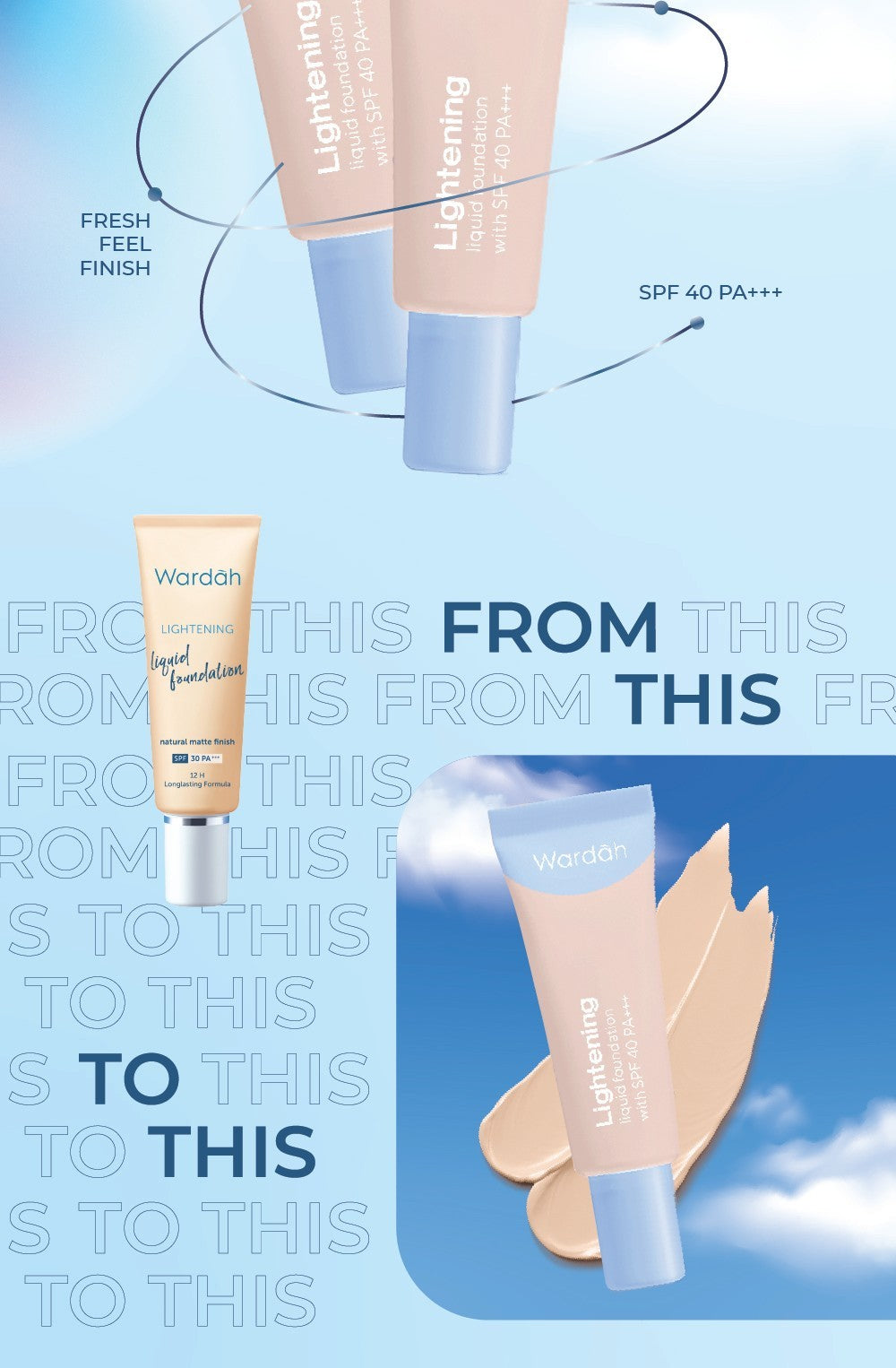 WARDAH Lightening Liquid Foundation 25ml - Base Makeup dengan Skin-Like to High Coverage yang Mengandung SPF 40 PA+++ dan Serum Niacinamide Untuk Hasil Makeup Flawless dan Cerah - Makeup - Foundation - Bedak - Cushion -  Foundation Anti Longsor