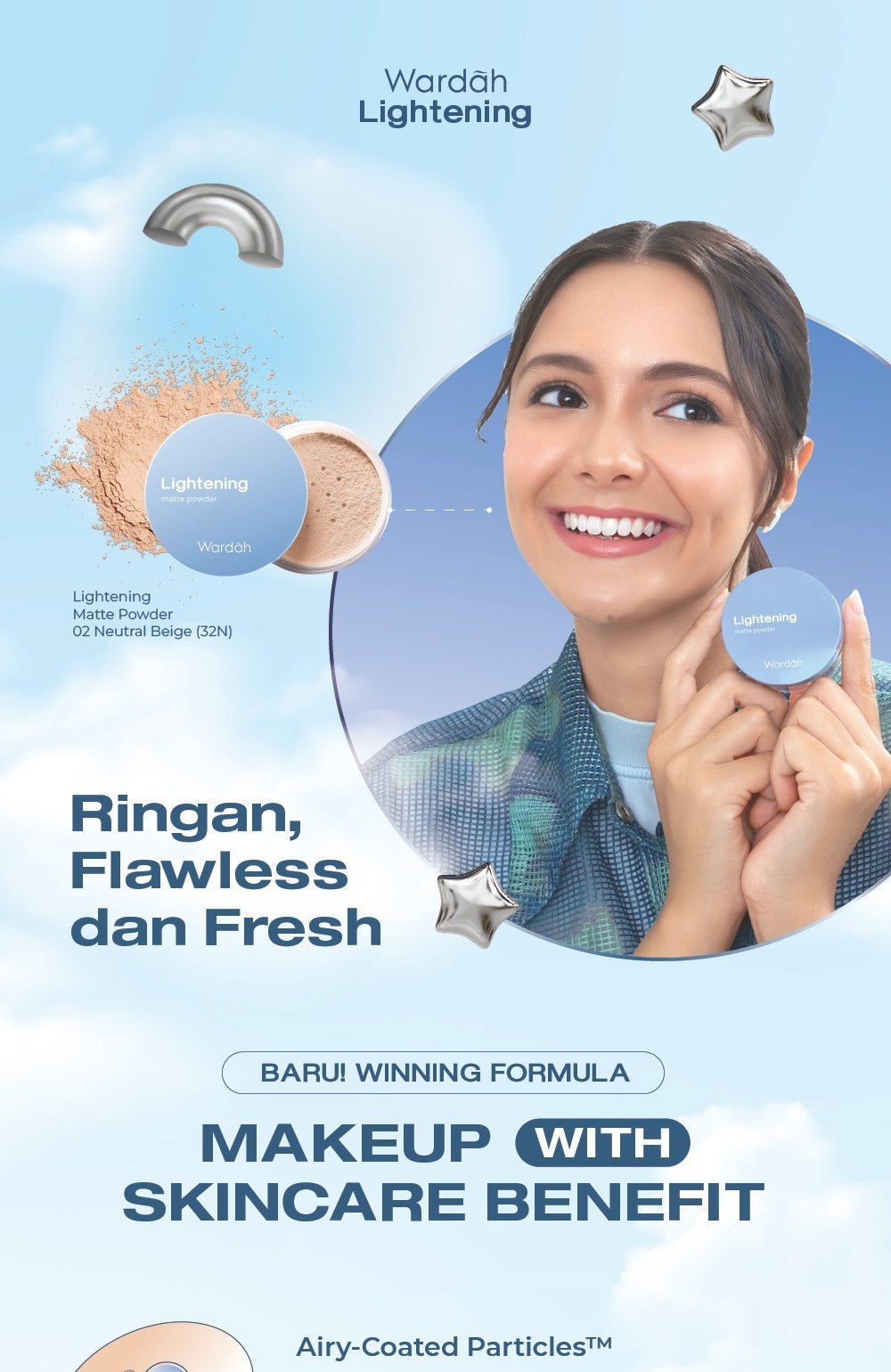 WARDAH Lightening Matte Powder 20 g Bedak Tabur dengan Smooth Matte Finish yang Diformulasikan dengan SPF 20 PA dan Serum Niacinamide Untuk Hasil Makeup Flawless dan Cerah Cocok Dipakai dengan Cushion Makeup