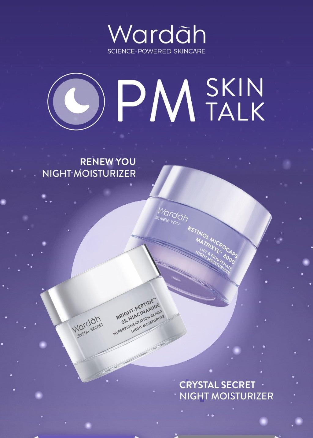 WARDAH Crystal Secret Bright-Peptide™ 5% Niacinamide Hyperpigmentation Expert Night Moisturizer (crystal secret night cream untuk kulit cerah bercahaya) - Skincare