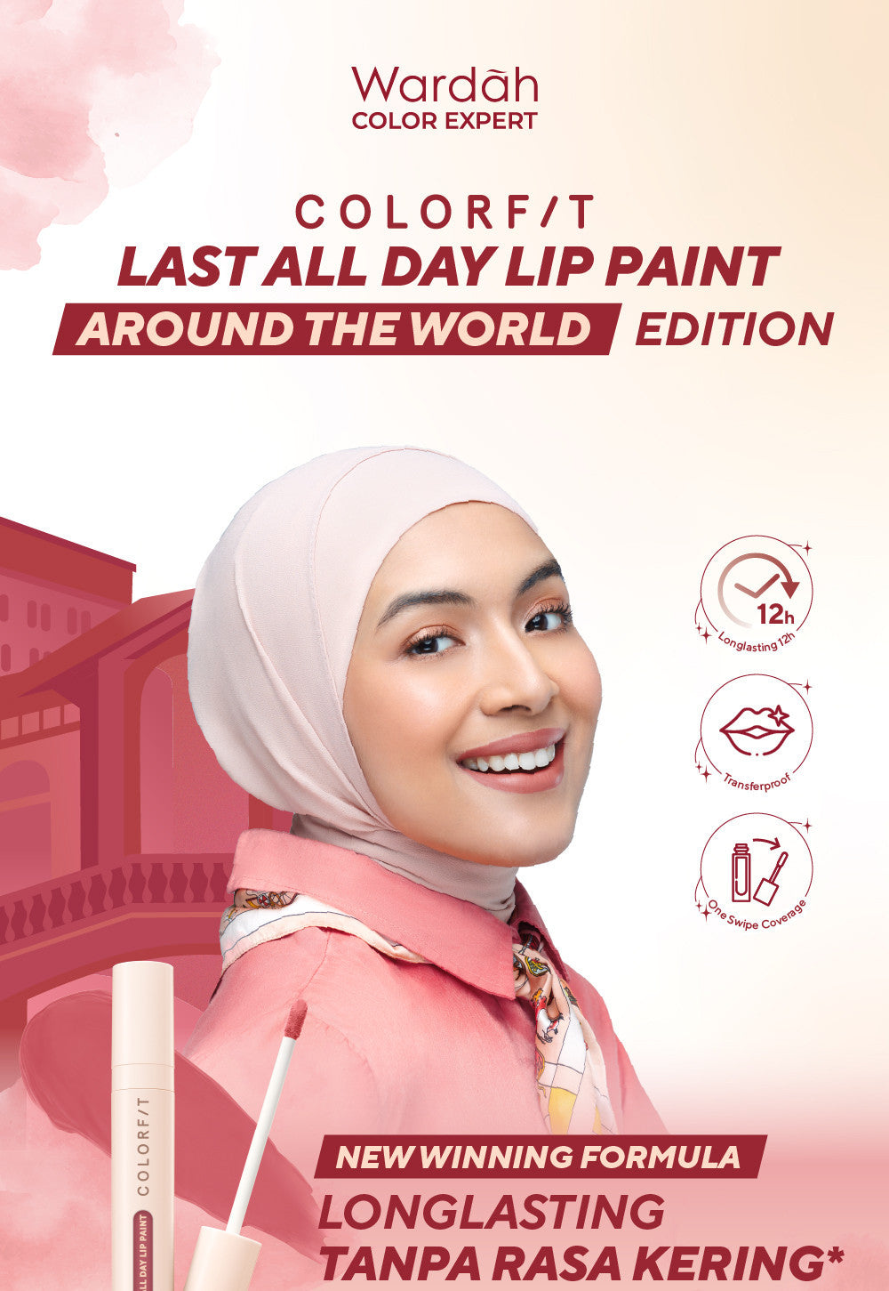 [LIPCALL] WARDAH Colorfit Lip Paint Around the World -  Lip Cream Tahan Lama Hingga 12 Jam, Transferproof, Pigmented -Liptint-Lip-Stain-Lipgloss-Lipstik-Lip Tint-Lip Matte-Lipstick-Lipcream-Lip Longlasting Waterproof Tahan Lama-Makeup-Lipbrary
