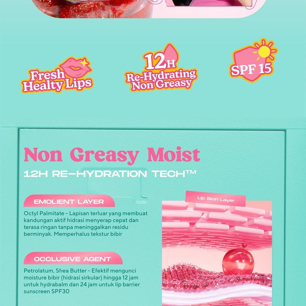 LIPCARE MELEMBABKAN BIBIR Wardah Hydrabalm Lip Care 4 g Pelembab Bibir dengan SPF 15 Petrolatum Murni 100 Lip Balm Makeup Lip Balm Bibir Liptint Anak Sekolah Lipstik Lipstick Lip Glossy