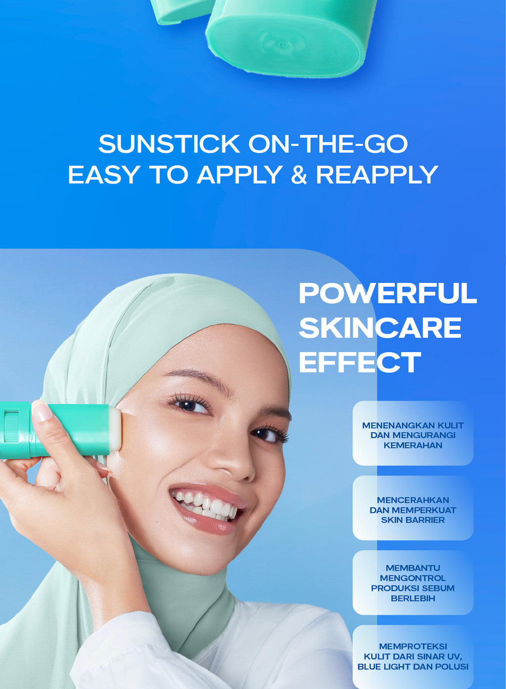 WARDAH UV Shield Light Matte Sun Stick SPF 50 PA +++ 22 g - Sunscreen Wajah 0% Alkohol dan Sebum Control - Tekstur Ringan - Untuk Semua Jenis Kulit - Skincare