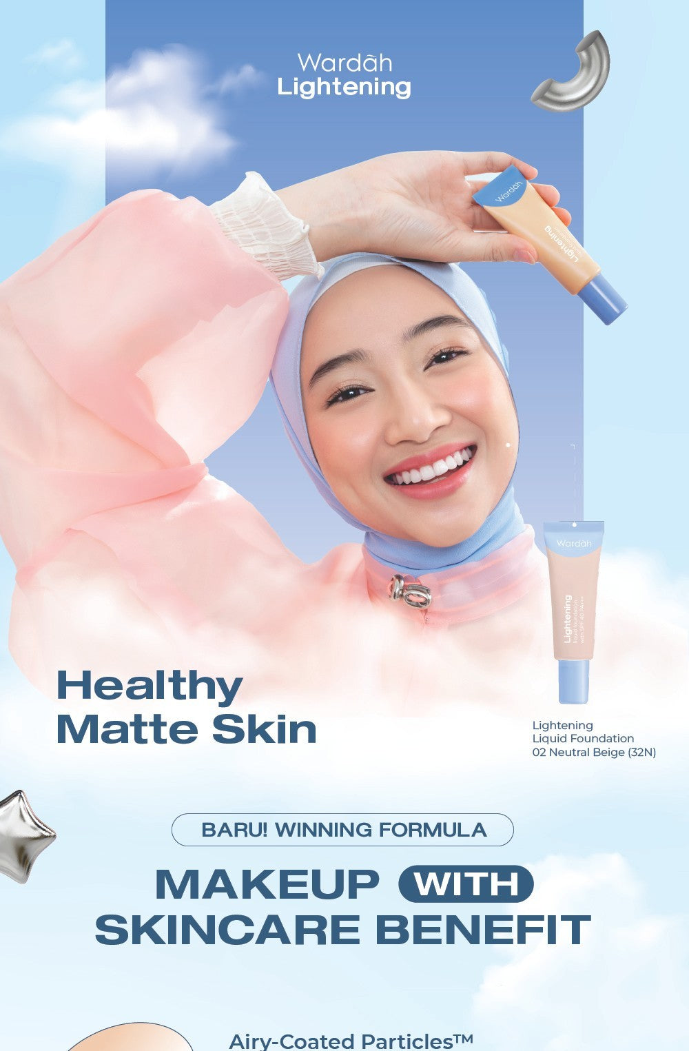 WARDAH Lightening Liquid Foundation 25ml - Base Makeup dengan Skin-Like to High Coverage yang Mengandung SPF 40 PA+++ dan Serum Niacinamide Untuk Hasil Makeup Flawless dan Cerah - Makeup - Foundation - Bedak - Cushion -  Foundation Anti Longsor