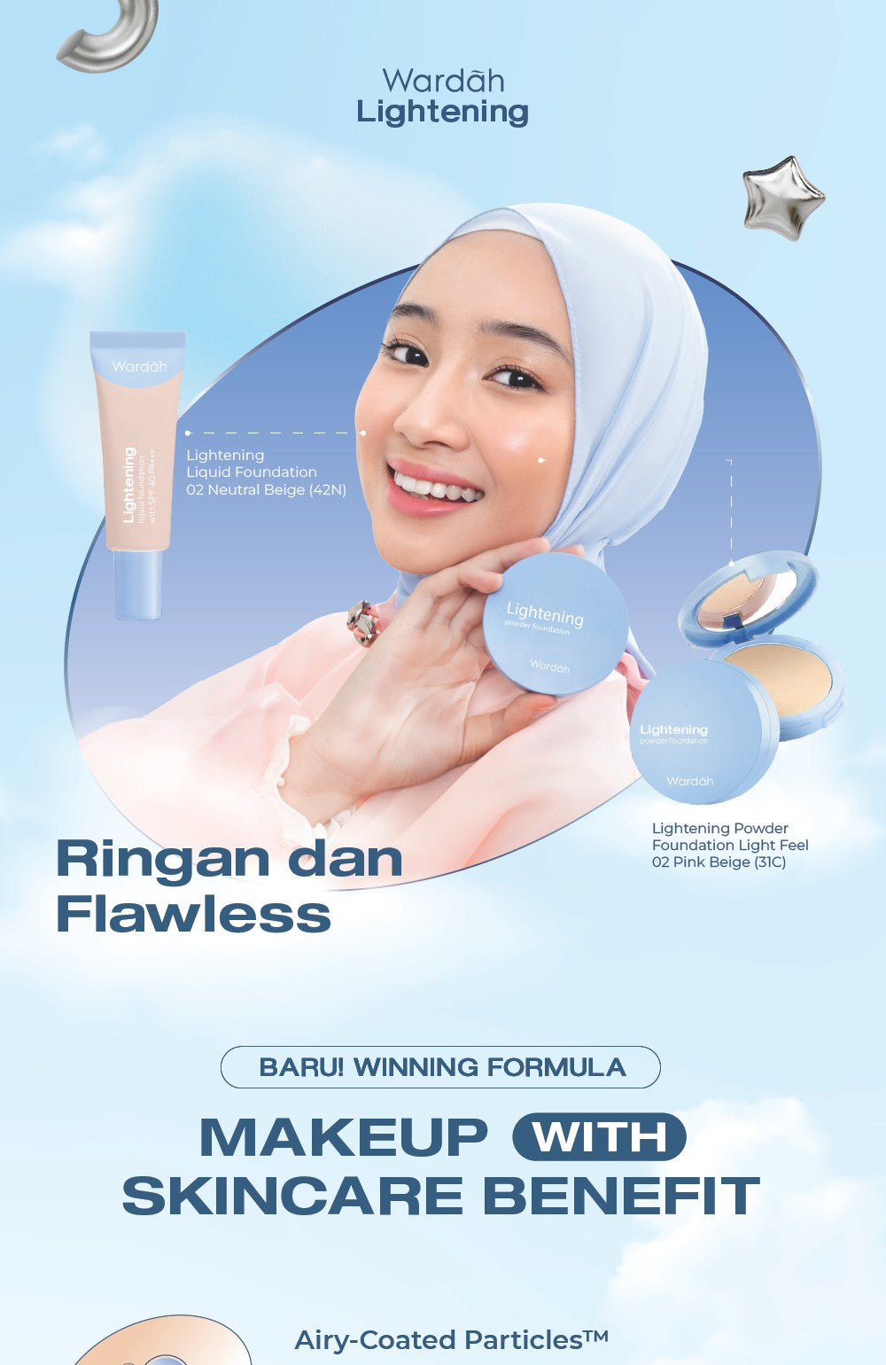 WARDAH Lightening Powder Foundation Light Feel 12g Two Way Cake Bedak Padat Ringan Matte dengan Niacinamide Powder Compact Cushion untuk Skin Cerah Blur Tahan Lama All Skin Type Feel Glad No Cakey All Day Makeup