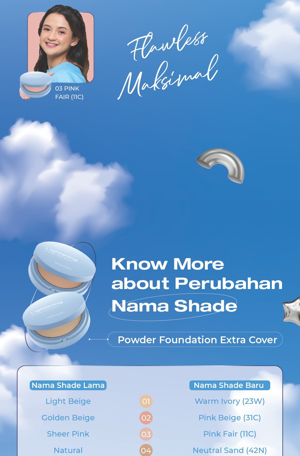 WARDAH Lightening Powder Foundation Extra Cover 10 g - All Skin - Two Way Cake - TWC Extra Cover - Bedak Padat Medium to High Coverage dengan SPF 22 PA dan Serum Niacinamide Untuk Hasil Makeup Flawless dan Cerah - Makeup - Cocok Dipakai dengan Cushion