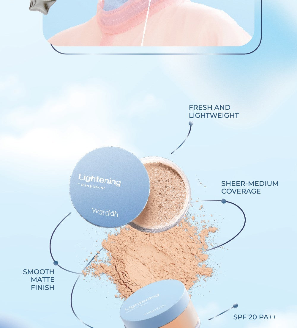 WARDAH Lightening Matte Powder 20 g Bedak Tabur dengan Smooth Matte Finish yang Diformulasikan dengan SPF 20 PA dan Serum Niacinamide Untuk Hasil Makeup Flawless dan Cerah Cocok Dipakai dengan Cushion Makeup
