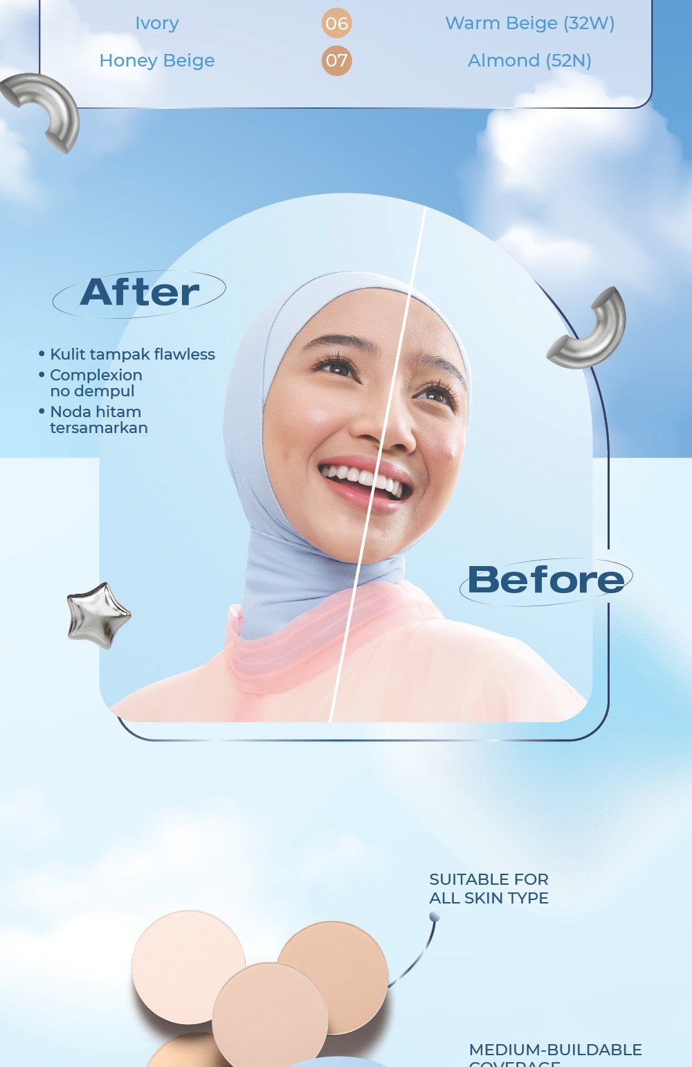 WARDAH Lightening Powder Foundation Light Feel 12g Two Way Cake Bedak Padat Ringan Matte dengan Niacinamide Powder Compact Cushion untuk Skin Cerah Blur Tahan Lama All Skin Type Feel Glad No Cakey All Day Makeup