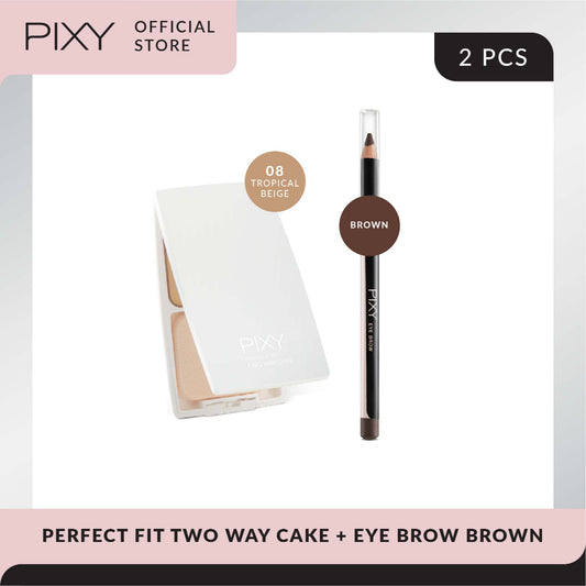 PIXY Perfect Fit Two Way Cake 08 Tropical Beige + Eye Brow Brown