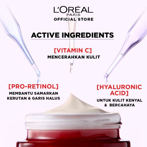 (PAKET HEMAT) L'Oréal Paris Revitalift Triple Action Day & Night Cream Dengan 3% Pro-Xylane - 50ml (untuk Kulit Cerah Tampak Muda)