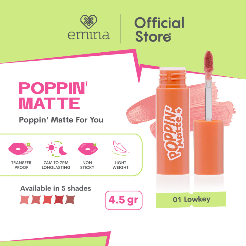Emina Poppin’ Matte 4.5 g - Lip Cream Matte Ringan, Long-lasting, Tidak Lengket