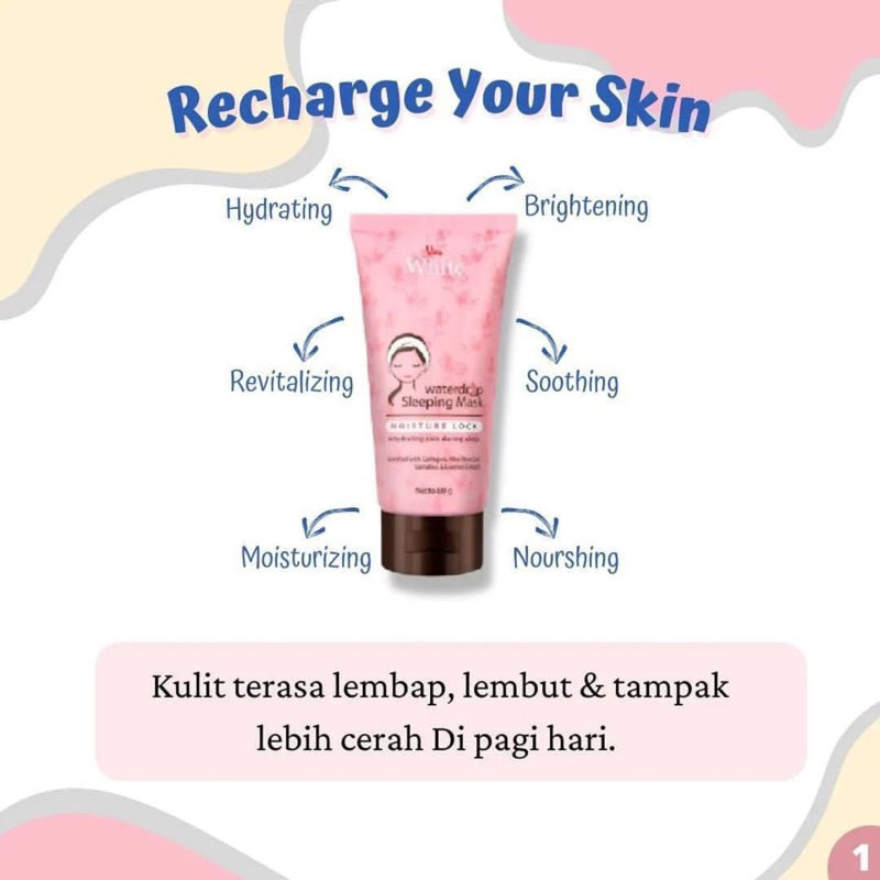 [Super Pack !!!] Viva White Waterdrop Sleeping Mask with Collagen, Aloe Vera Gel, Extract Spirulina & Licorice - 80gr - (2 pcs)