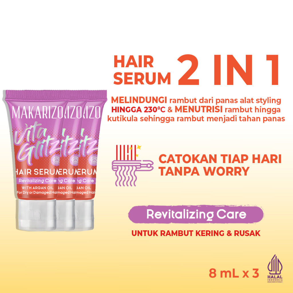 PAKET ISI 3 Makarizo VITAGLITZ Hair Serum Revitalizing Care - Serum Rambut Tube 8 mL