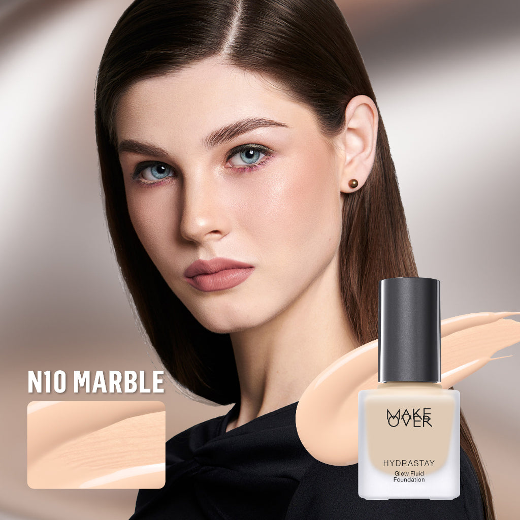 MAKE OVER Hydrastay Glow Fluid Foundation - Glow high coverage ringan poreless hydrating untuk makeup tahan lama non-comedogenic