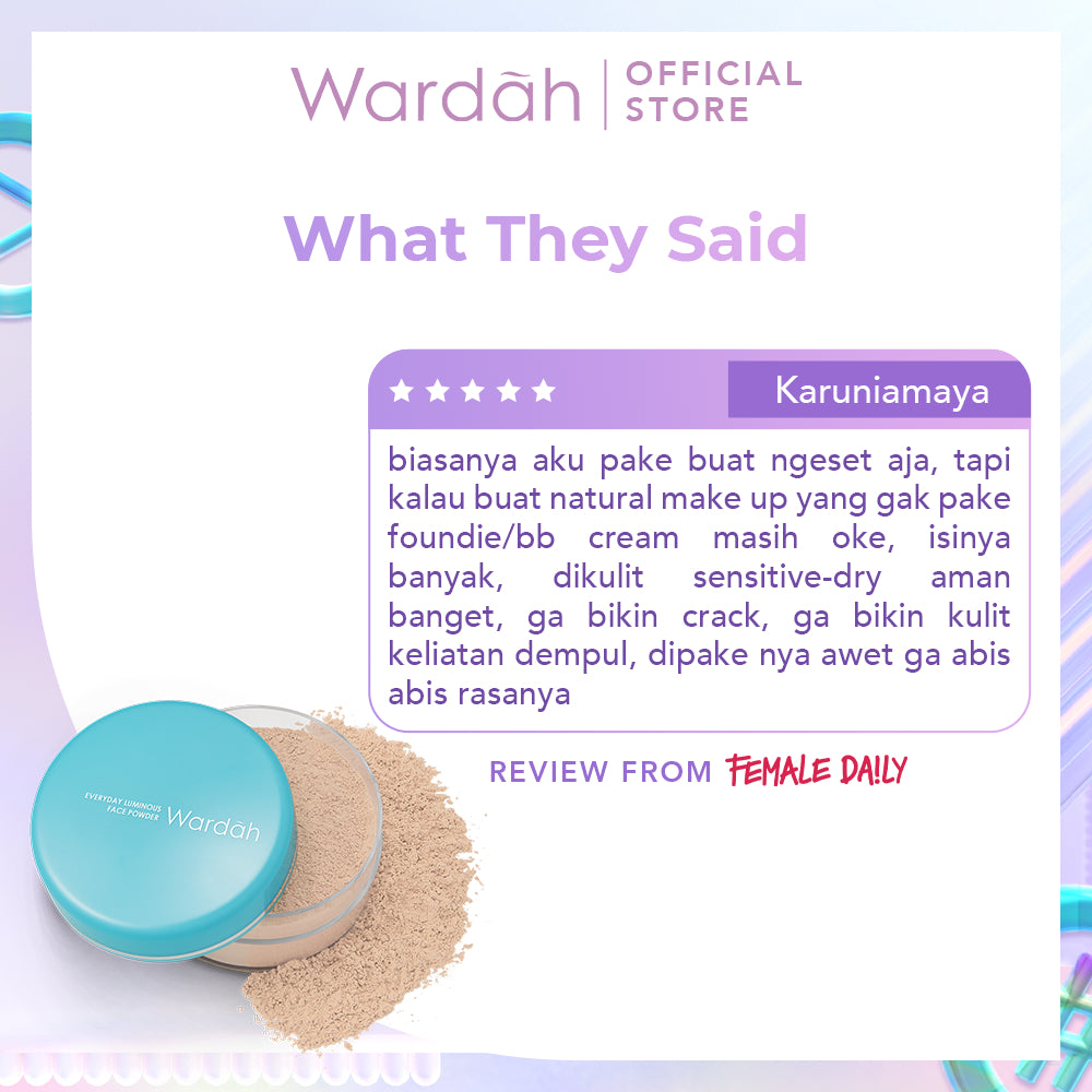 WARDAH Everyday Luminous Face Powder 30 g - Bedak Tabur Yang Halus, Natural, Ringan dan Melembabkan - Oil Control, Tahan Lama Untuk Semua Jenis Kulit - Makeup - Cocok Dipakai dengan Cushion