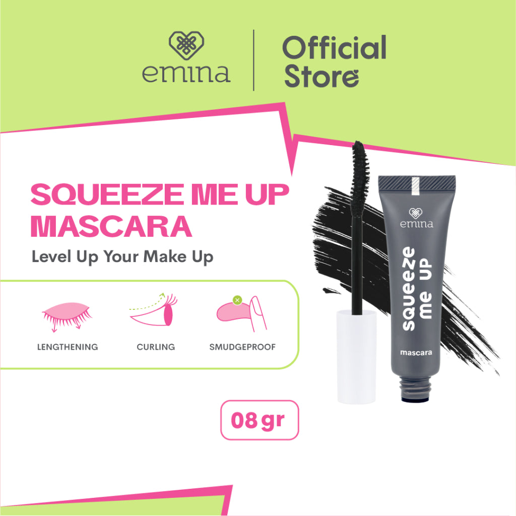 Emina Squeeze Me Up Mascara 8 g - Mascara Smudgeproof & Waterproof dengan Curling & Lengthening Effect