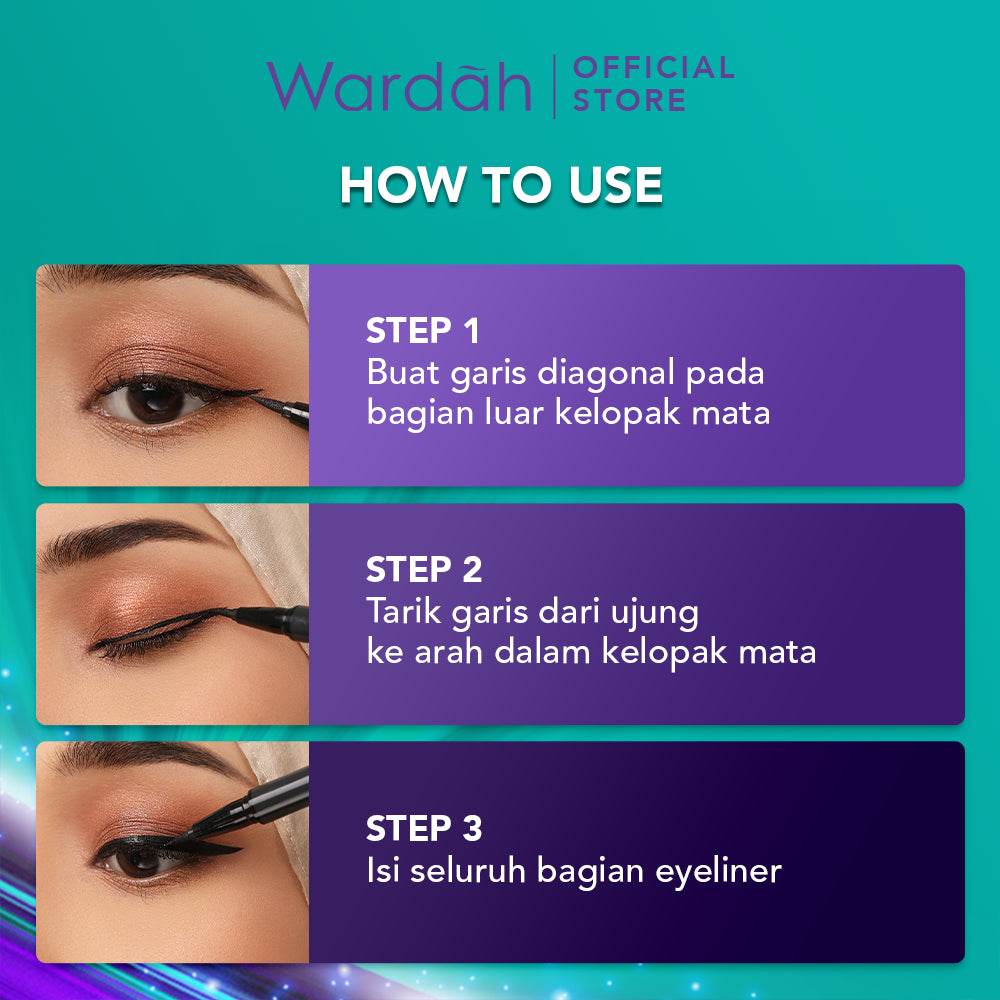 Wardah Eyexpert Staylast Liquid Eyeliner - Eyeliner Cair dengan Warna Intense dan Waterproof - Mudah Digunakan dengan Aplikator Presisi - Tahan Lama
