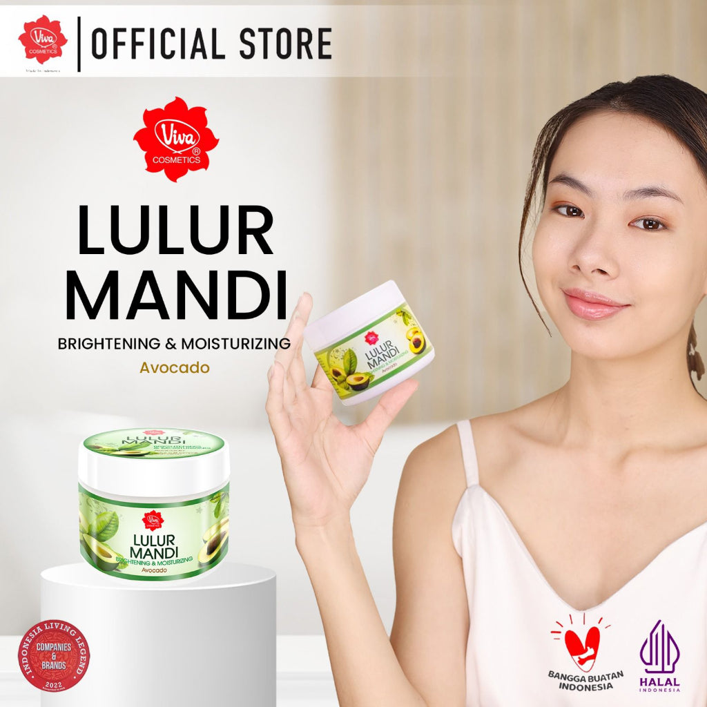 Viva Lulur Mandi VIT C Brightening & Moisturizing (Body Scrub) Avocado with VIT A & B, Licorice Extract, Essential Fatty Acid & Moisturizer - 225gr