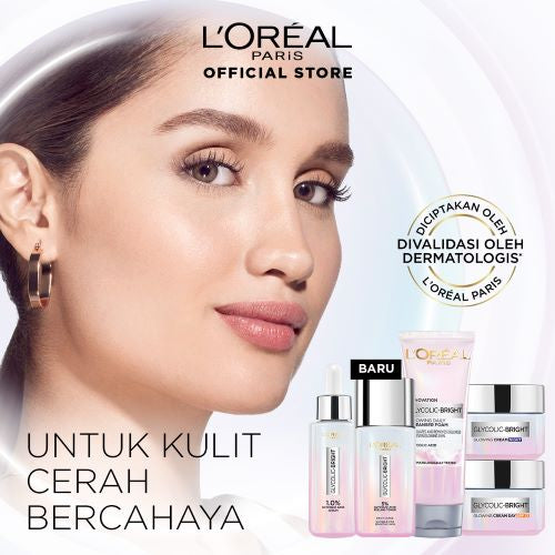 L'Oreal Paris Glycolic Bright Glowing Skincare Day Cream & Night Cream 15 ml Krim L'Oreal Untuk Mencerahkan & Menyamarkan Noda Hitam Dalam 2 Minggu