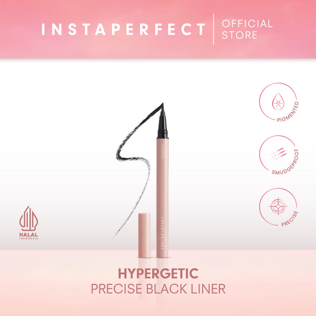 Instaperfect HYPERGETIC Precise Black Liner 1 g - Eyeliner Spidol (Hasil Presisi Sempurna & Pigmented)
