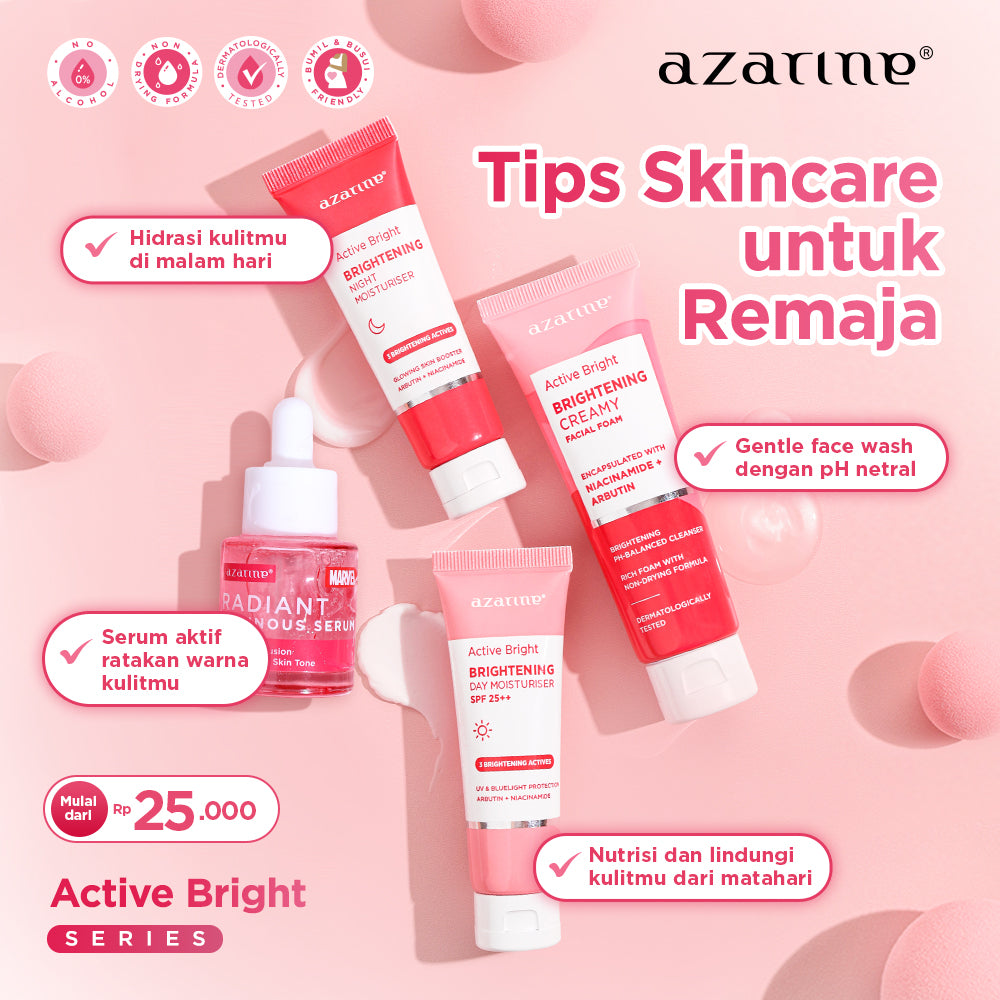 Azarine Active Bright Series Treatment Paket Skincare Untuk Remaja Kulit Sensitif Kombinasi All Skin Types [4 PCS]